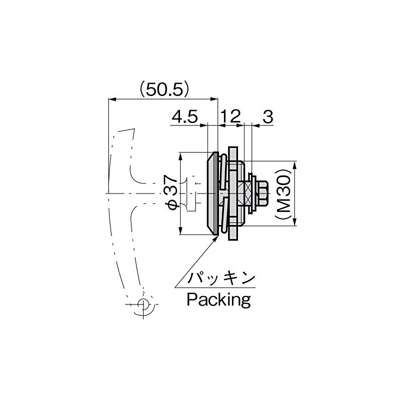 タキゲン 防水ロックハンドル 片抜け A-60-A