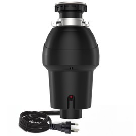 Garbage Disposal, Food Garbage Disposal with Power Cord, Stainless Steel Grinding System, Continuous Feed Compact Garbage Disposals (3/4 HP (Matte Black))