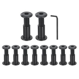 sourcing map 10Sets M8x35mm Hex Drive Socket Cap Bolt and M8x18mm Nuts with Hex Wrench, Furniture Connector Bolts and Screws for Furniture Countersunk Belt, Black