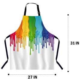 BGBDEIA Rainbow Paint Border Chefs Apron, Cooking and Baking Apron for Men and Women, Kitchen Apron, Butchers Apron, BBQ & Catering Bibs