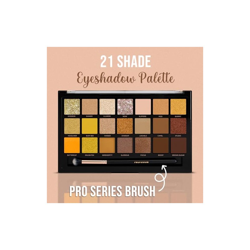 Profusion Cosmetics 21 Sombras PLT Ojos Gold Rush Paleta Vegano