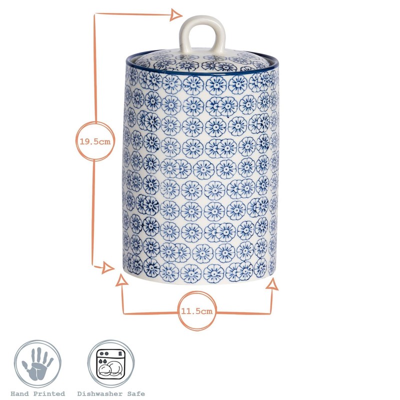 Nicola Spring Hand-Printed Kitchen Canister - 1 Litre - Orange