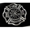 Firefighter Emblem Engraved Car Tag Diamond Etched on Black Aluminum