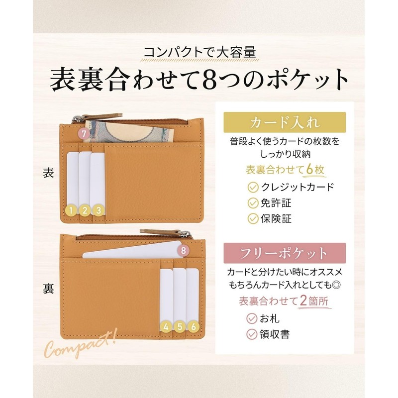 Four Leaf Fragment Case, Genuine Leather, Mini Wallet, Holds 6