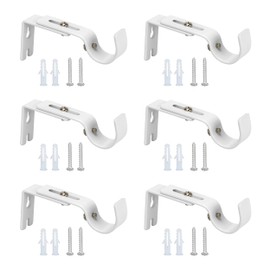 6 PCS Adjustable Curtain Pole Brackets, Heavy Duty Poles Holders, Curtain Brackets with Screws Metall Curtain Pole Bracket for 25mm Poles
