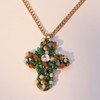 Cross Necklace For Women, Green And White Small Bead Decoration