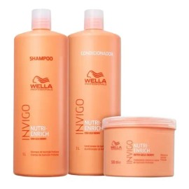 Wella Nutri Enrich Shampoo 1lcondicionador 1lmáscara 500ml                                                                                            