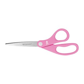 Westcott 15387 - Tijeras de acero inoxidable con cinta rosa de 8 pulgadas para oficina y hogar
