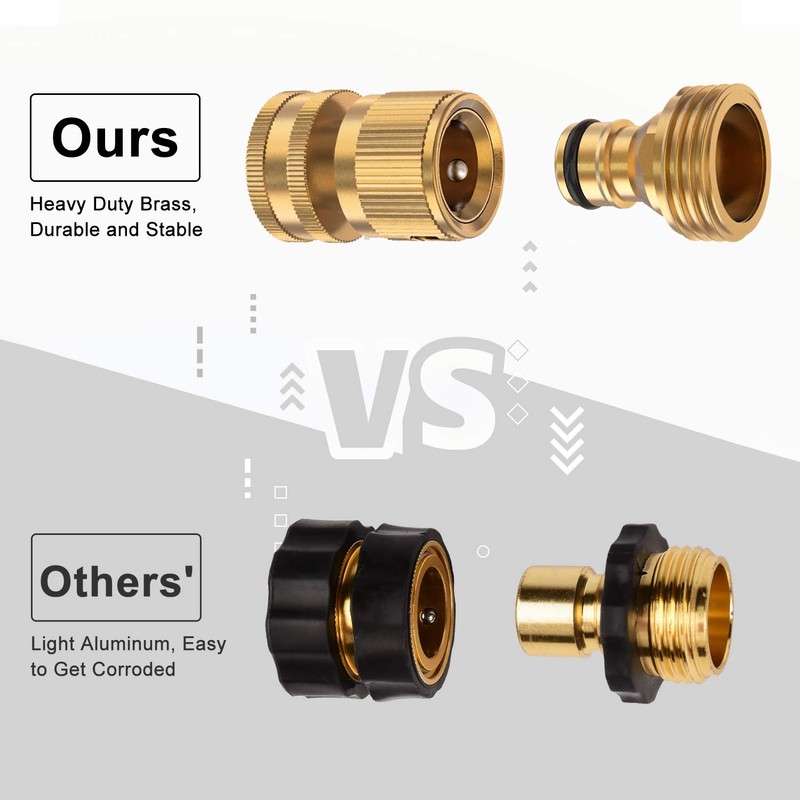 Kesfitt Garden Hose Quick Connect 3/4 Inch GHT Solid Brass
