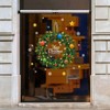 Dosminer Green Christmas Wreath Window Stickers, Vibrant Garland with Gifts
