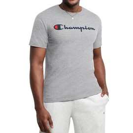 Champion, Classic Graphic, Soft and Comfortable T-Shirts for Men, Logo (Reg. or Big & Tall), Oxford Gray Script, 4X-Large