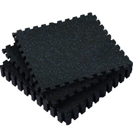 SUPERJARE 0.79 Inch Gym Flooring for Home Gym, 6 Tiles Exercise Equipment Mats with Rubber Top, Interlocking Rubber Floor Tiles for Home Gym and Fitness Room, Protective Flooring Mat Black/Blue