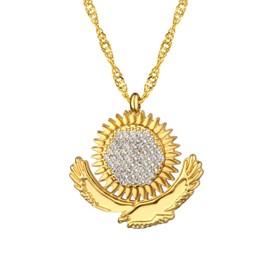 d'origine Kazakhstan Crest Necklace, Kazakh Flag Chain, Kazakhstan Chain, Kazakhstan Jewellery, Kazakh Crest Jewellery for Women, Brass