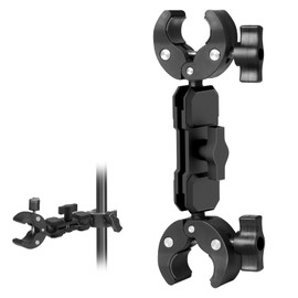 Wiseten Double Clamp Magic Arm Camera Mount with Double Clamp Camera Clamp Mount with 360° Double Ball Head Super Clamp Mount for GoPro Insta360 Selfie Stick Motorcycle Bicycle Mount