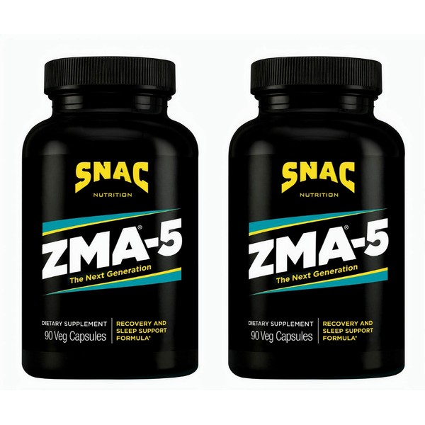 SNAC ZMA-5 Sleep Aid Supplement, Promote Muscle Recovery & Growth, Immune Support, & Restorative Sleep with Zinc, Magnesium & 5-HTP, Post Workout, Before Bed ZMA Supplements 180 Count (2 Pack)