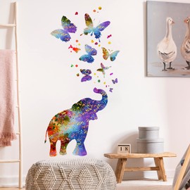 Condessacity Colorful Butterfly Elephant Wall Stickers Fluorescent Fashion Removable Wall Stickers Wall Stickers Wall Stickers Wall Paper Decor Living Room Nursery Wall Decor Waterproof Repeatable