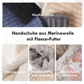 MAGISDU Women's Winter Warm Thermal Gloves Fleece Lining Merino Wool Touchscreen Double Layer Elastic Outdoor Winter Gloves, gray