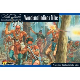 Warlord Black Powder Revolutionary War Native American Woodland Indians Tribe 1:56 Tabletop Miniatures - Plastic Paintable 1700-1900 Soldiers Set, Table Top 28mm Military Minifigures for Adults