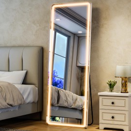 WISSMIELS Full Length Mirror with LED Lights - 16"x 60" LED Mirror Full Length Floor Mirror Full Body Mirror for Bedroom Wall Mounted Free Standing