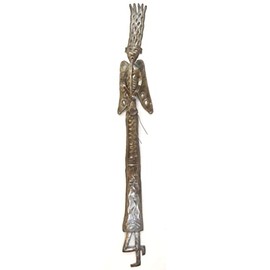 Tall Narrow Whimsical Angel, 5" x 34" Handcrafted Metal Folk Art