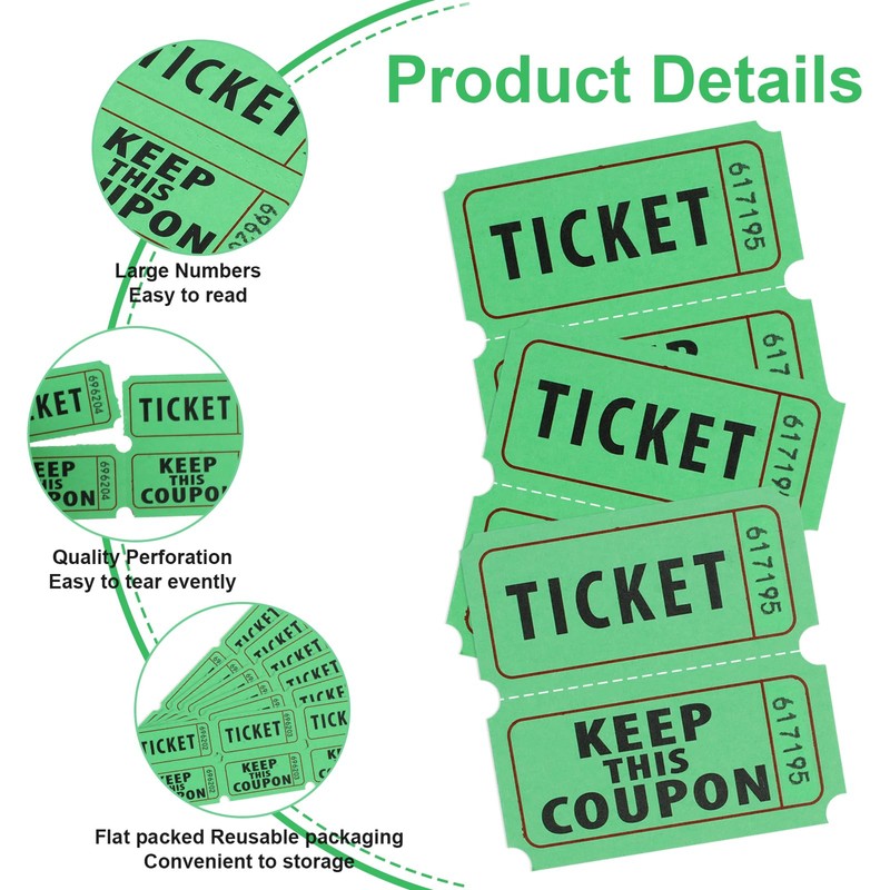 Azureal 800 Raffle Tickets, Consecutively Numbered Tickets, 50/50 Raffle Tickets