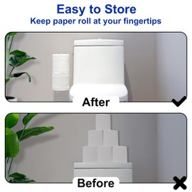 Bathroom Toilet Paper Holder with Storage Extra 2 Rolls, Over the Tank Toilet Paper Holder Wall Mount, Small Restroom Organizer, Adhesive RV Tissue Storage, Stainless Steel, Silver, 1PC