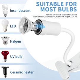 Moonorange Reptile Heat Lamp, 360° Rotatable UVA/UVB Light Lamp with 2pcs Basking Bulbs (25W + 35W), Suitable for Snake, Lizard, Bearded Dragon, Reptiles, Turtle (White)