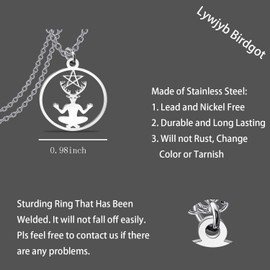 Lywjyb Birdgot Cernunnos Necklace Celtic Mythology Gifts Pentacle Pentagram Pendant Horned God Necklace (Cernunnos ne ca)