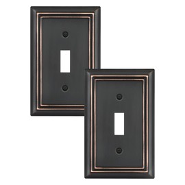 DEWENWILS Single Toggle Wall Plates, Aged Bronze Metal Light Switch Cover Plates, 4.92" x 3.14" Outlet Wall Plates, Switch Plate Covers for Home Decor, 2 Pack