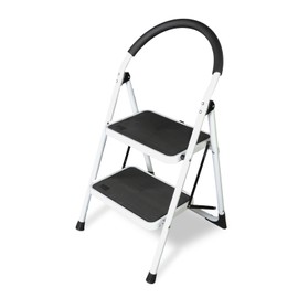 BIG RED 2 Step Ladder: Ergonomic Folding Stool with Anti-Slip Pedal, Step Stool with Padded Handle for Kitchen, Household, Offices. 400 lb Capacity
