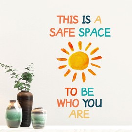 Inspirational Classroom Wall Decor,This is A Safe Space to Be Who You are Wall Art | Removable Positivity Art Stickers for Kids Room Nursery Classroom Decor