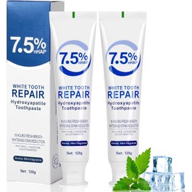 2PCS Hydroxyapatite Toothpaste,7.5% Hydroxyapatite,Mint Flavor,Fluoride-Free,Enamel Repair,Sensitivity Relief, Cavity Prevention, Fresh Breath