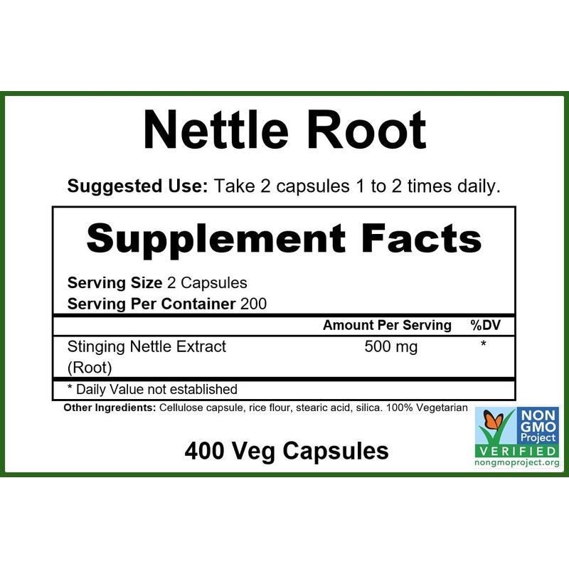 GreenPacks® Stinging Nettle Root Extract (High-Potency) Supplement - 400 Capsules