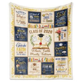 Whasnrt Christian Grad Gift Blanket 60" X 50", Class of 2026 Throw