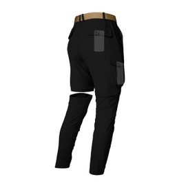 Mens Hiking Pants Lightweight Quick Dry Cargo Pants Convertible Zip Off Waterproof Travel Fishing Climbing Camping Outdoor Work Pants for Men-Black-34-M