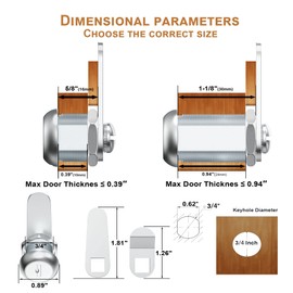 6 Pcs Tool Box Lock, RV Cam Lock 5/8" Keyed Alike, Cabinet Locks with Keys Secure File Cabinet and Drawer, Truck Toolbox Locks, Zinc Alloy