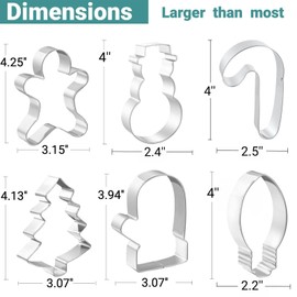 JOB JOL Christmas Cookie Cutters 6 PCS, 4''