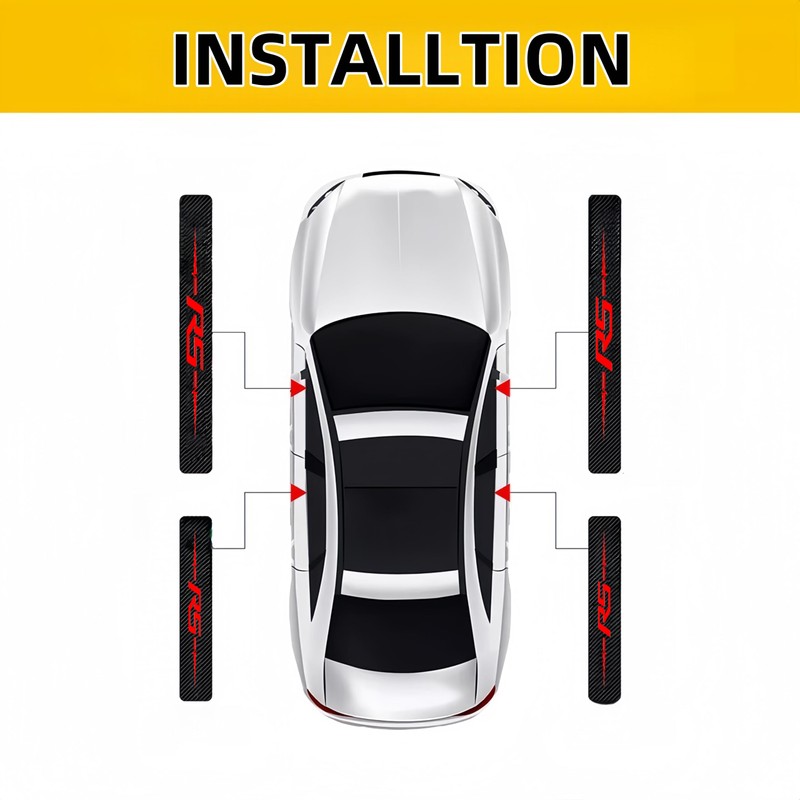 4PCS Car Door Sill Protectors Carbon Fiber Leather Sticker Automotive