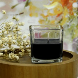 Zest Candle 12-Piece Votive Candles, Black Square Glass