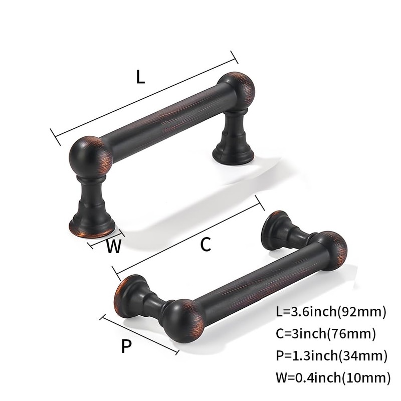 khtumeware 10 Pack 3 Inch Hole Center Oil Rubbed Bronze