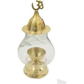 Om Brass Akhand Diya Jyot Diya Deepak Pooja Dia Brass Diwali Puja Navaratri Diya Navratri Pooja Item Deepak Oil Lamps Lantern Christmas Decoration New Year Engraved Items Size- 6.5 inch