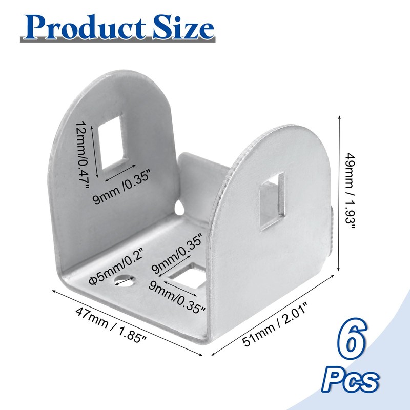 uxcell 6 Pcs U Bracket for 2.01 Panels, 47 x
