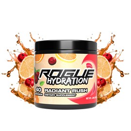 Rogue Energy Hydration Powder for Daily Use & Long Gaming Hours - Electrolyte Powder with Magnesium, Potassium, Vitamin - Hydrate Electrolyte Powder - Sugar & Gluten Free (Radiant Rush - 40 Servings)