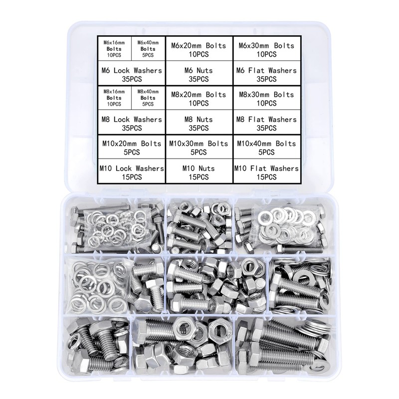 PGMJ 340 Pcs Hex Screw and Nut Set - M6/M8/M10