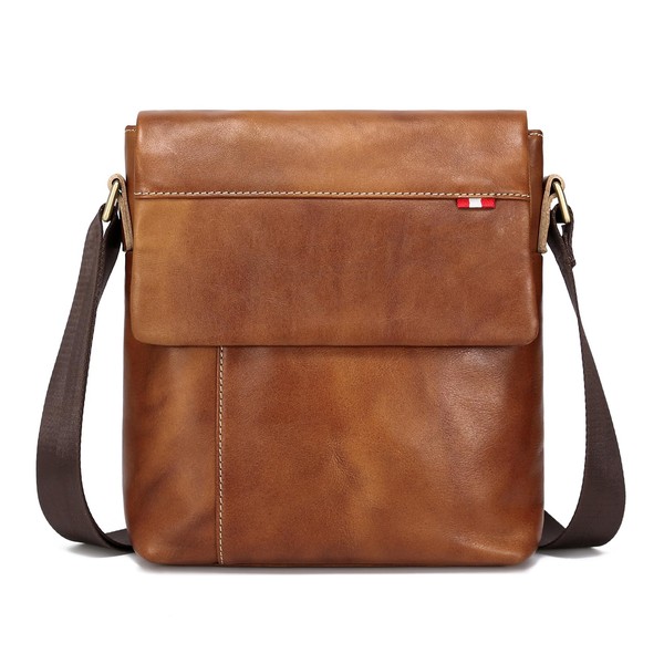LANNSYNE Men's Shoulder Bag, Genuine Leather, Popular, Leather, Compatible with
