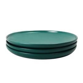 JUKFITA Ceramic Dinner Plates Set, 10 Inch Matte Glaze Salad Plates, Porcelain Dinnerware Appetizer Dessert Dish Set, Scratch Resistant Kitchen Oven Dishwasher Microwave Safe, Set of 3 Green