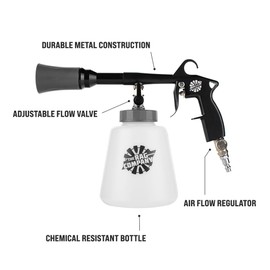 The Rag Company - Ultra AIR Blaster Plus - Deep Clean Interior Detailing Tool; Air and Liquid Combo; Durable Metal Design; Trigger Operated - Black