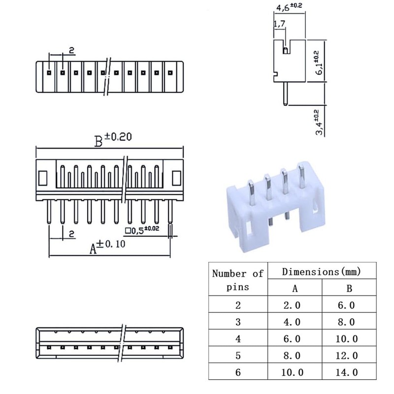 PENGLIN 460PCS JST PH 2.0mm Connector kit,2/3/4/5/6 Pin Housing Adapter,PH