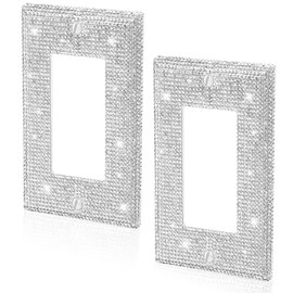 2 Pcs Silver Rhinestones Light Switch Cover,Silver Shiny Crystal Wall Plates Bling Decorative Wall Plate Single Toggle for Kitchen,Bedroom