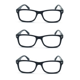 EYE ZOOM 3 Pack Vintage Plastic Frame Reading Glasses for Men and Women, Black +1.50